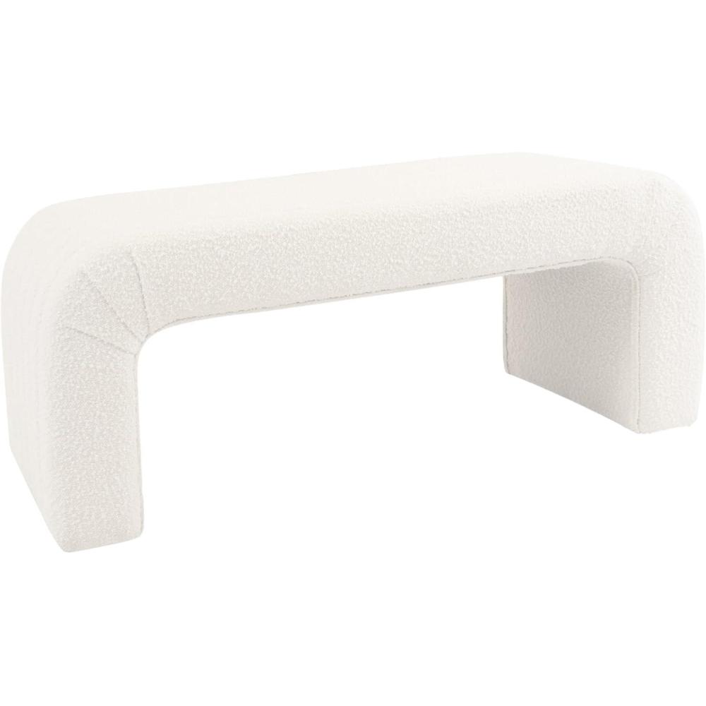 imageHomePop Modern Channel Tufted Velvet OttomanHomepop Home DcorOttoman for Living Room amp Bedroom GreenWhite Cream Boucle