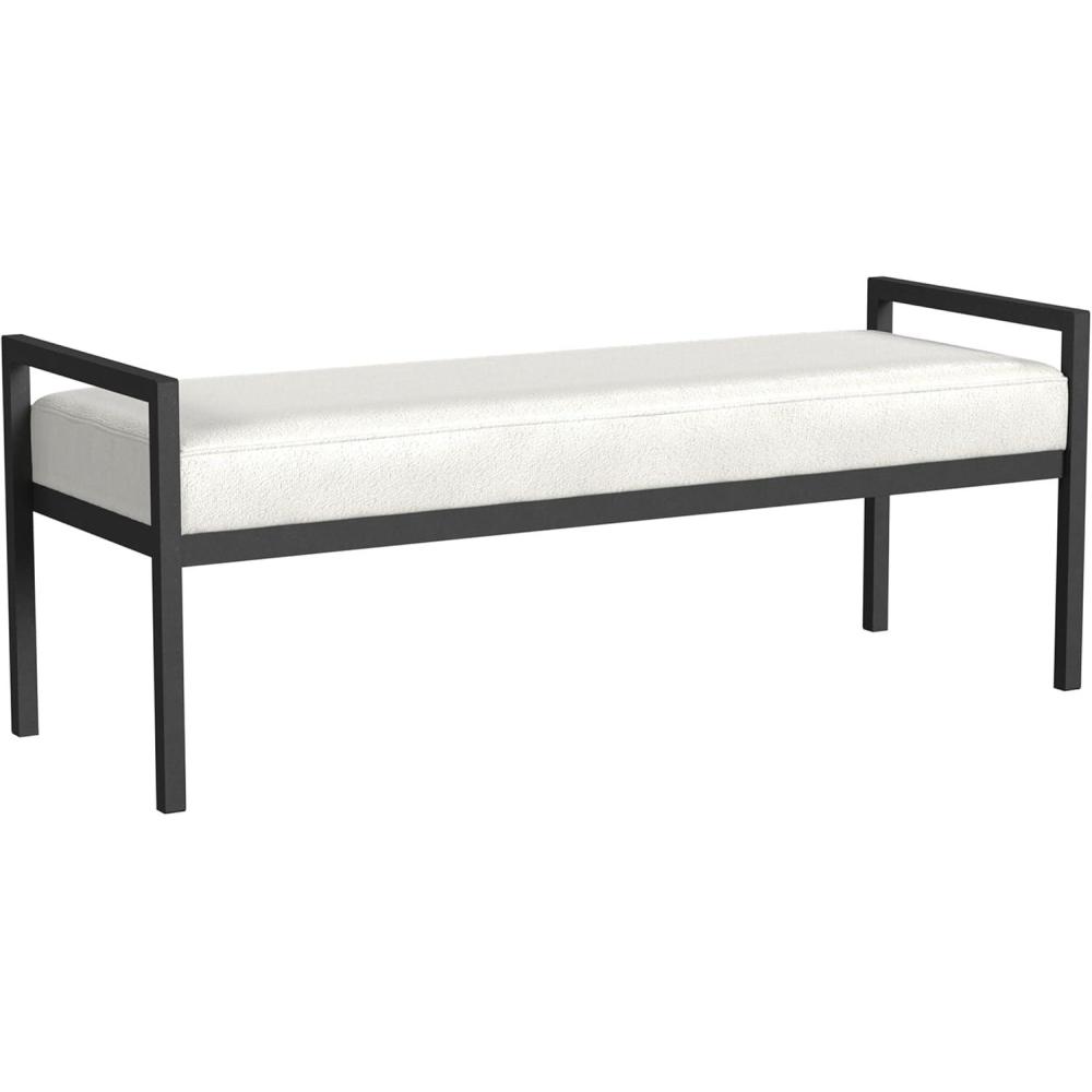 imageHomePop Modern Metal BenchBench for Living Room amp Bedroom  Decorative Home Furniture  Brown BoucleCream Boucle