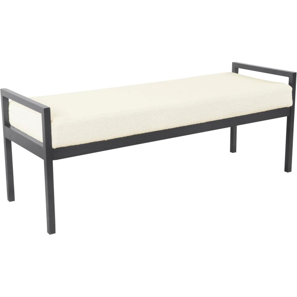 imageHomePop Modern Metal BenchBench for Living Room amp Bedroom  Decorative Home Furniture  Brown BoucleCream Sherpa