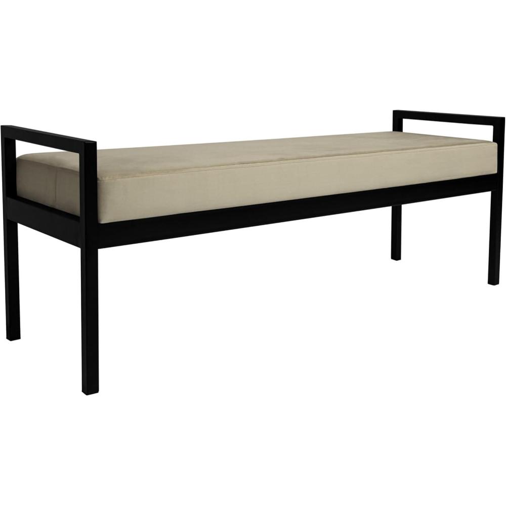imageHomePop Modern Metal BenchBench for Living Room amp Bedroom Decorative Home Furniture Brown BoucleFawn Velvet