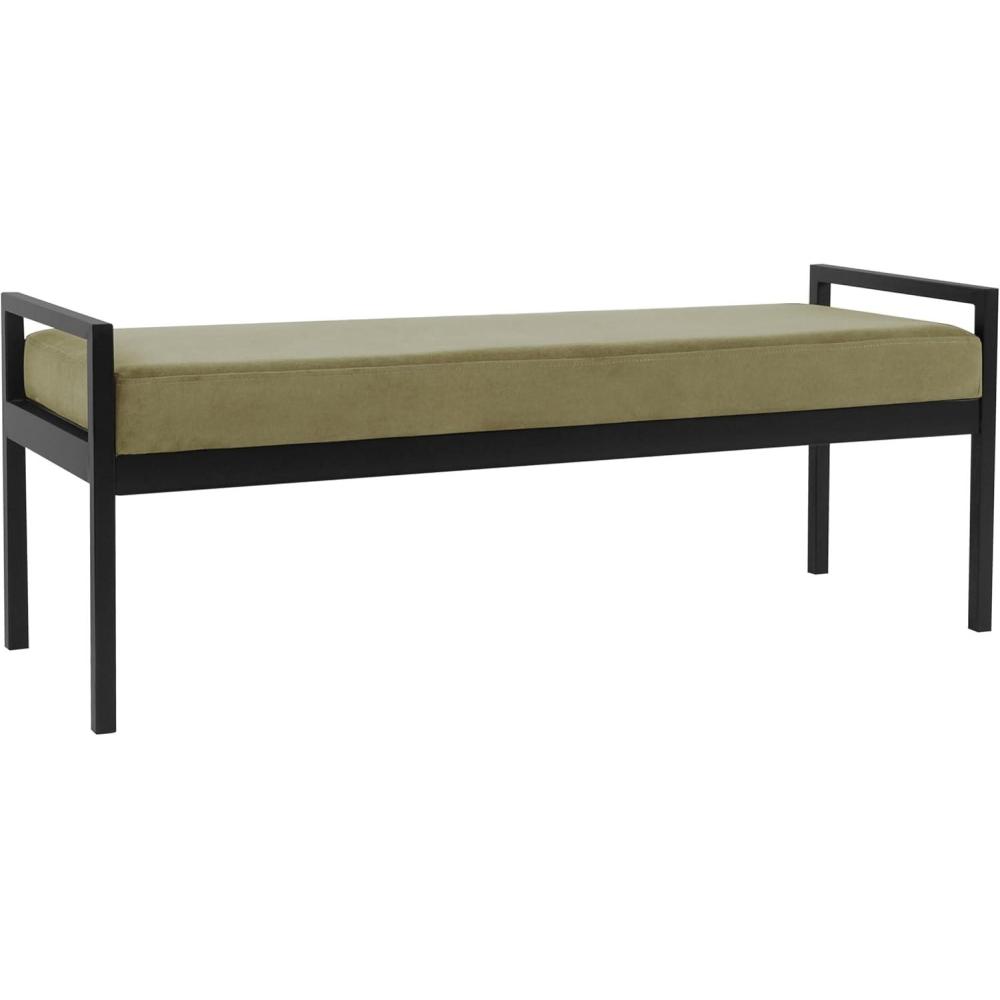 imageHomePop Modern Metal BenchBench for Living Room amp Bedroom Decorative Home Furniture Brown BoucleLight Sage Green Velvet