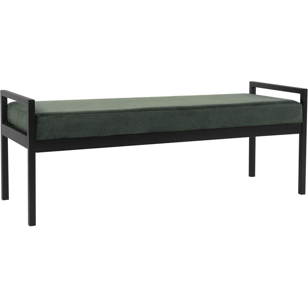 imageHomePop Modern Metal BenchBench for Living Room amp Bedroom Decorative Home Furniture Brown BoucleLoden Green Velvet