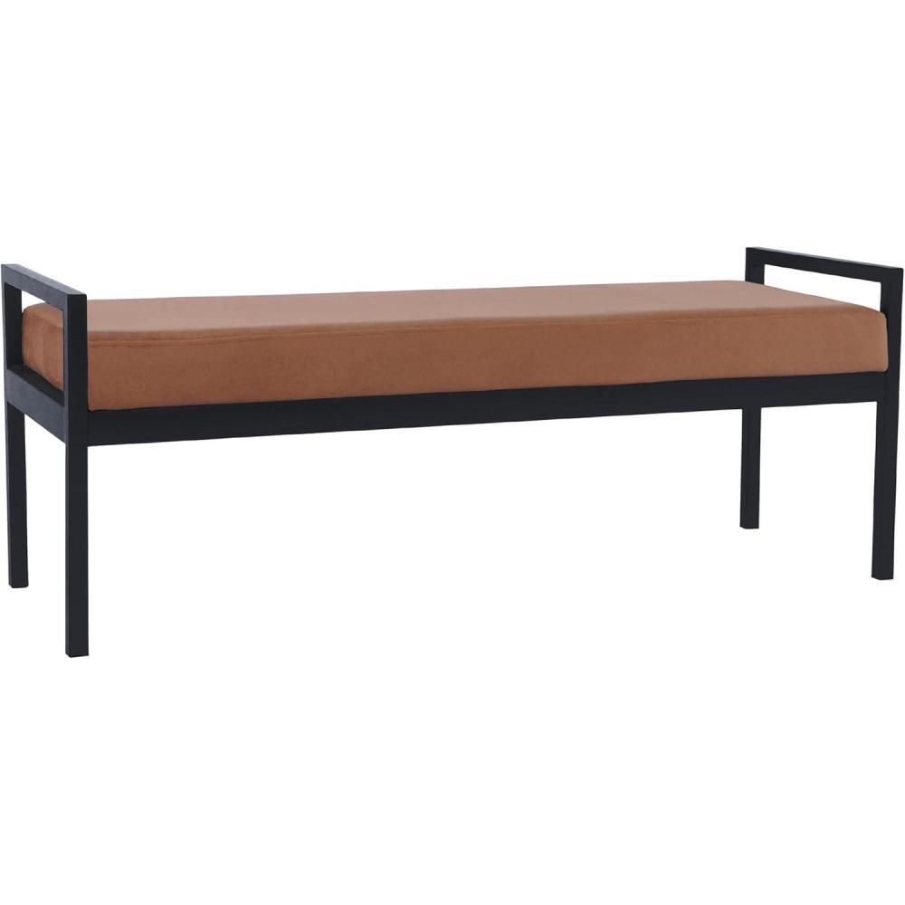 imageHomePop Modern Metal BenchBench for Living Room amp Bedroom Decorative Home Furniture Brown BoucleSpice Velvet