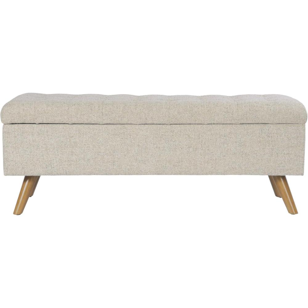 imageHomePop Modern Storage Bench Green LargeTextured Cream Fabric