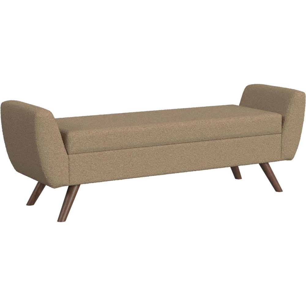 imageHomePop Modern Storage Bench with Wood Legs Homepop Home DcorBench with Storage for Living Room amp Bedroom Faux Leather BrownBrown