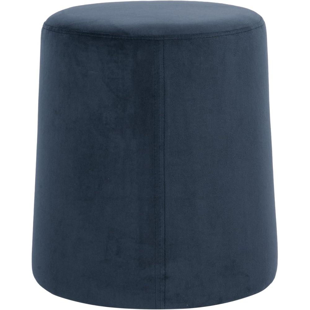 imageHomePop Organic Shape Ottoman No Lid Seat Only HomePop Home Dcor Round Pouf Foot Rest Blue VelvetBlue Velvet