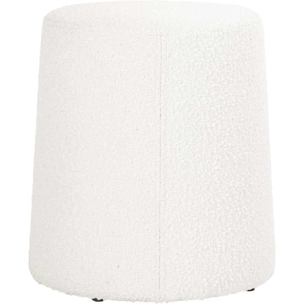 imageHomePop Organic Shape Ottoman No Lid Seat Only HomePop Home Dcor Round Pouf Foot Rest Blue VelvetCream Boucle