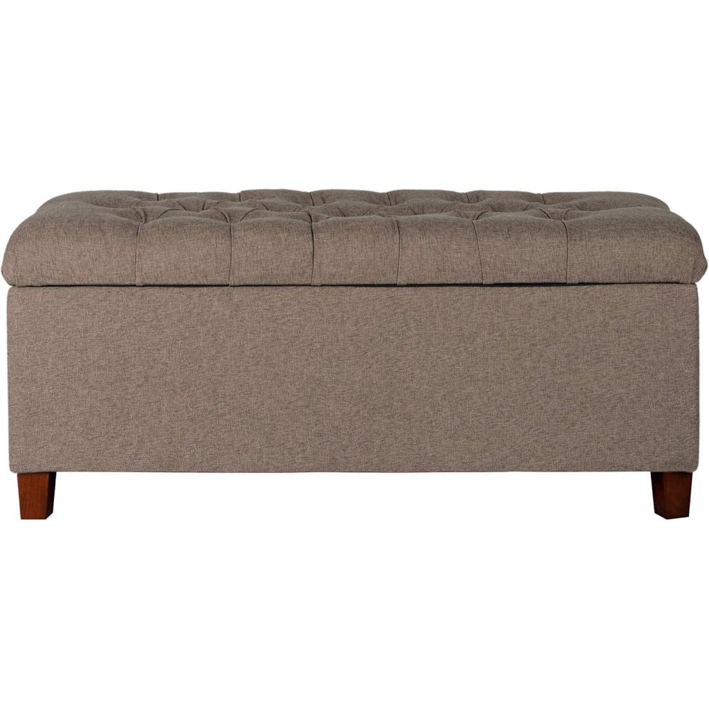 imageHomePop Ottomon Upholstered Rectangular Storage Ottoman Bench with Hinged Lid Brown and Cream LargeBrown