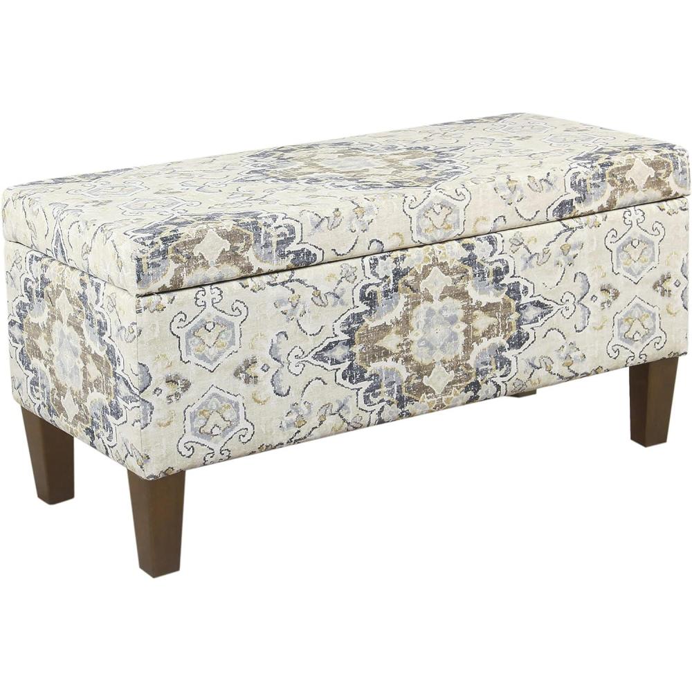 imageHomePop Ottomon Upholstered Rectangular Storage Ottoman Bench with Hinged Lid Brown and Cream LargeBrown and Cream