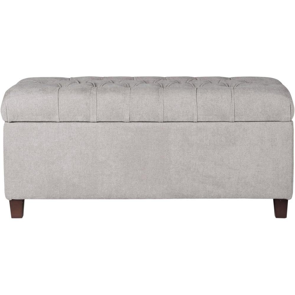 imageHomePop Ottomon Upholstered Rectangular Storage Ottoman Bench with Hinged Lid Brown and Cream LargeGrey