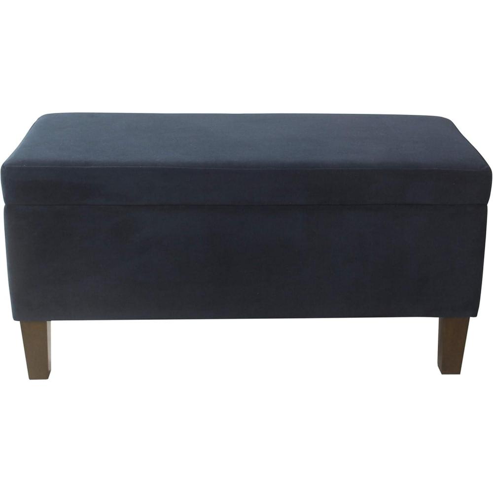 imageHomePop Ottomon Upholstered Rectangular Storage Ottoman Bench with Hinged Lid Brown and Cream LargeNavy