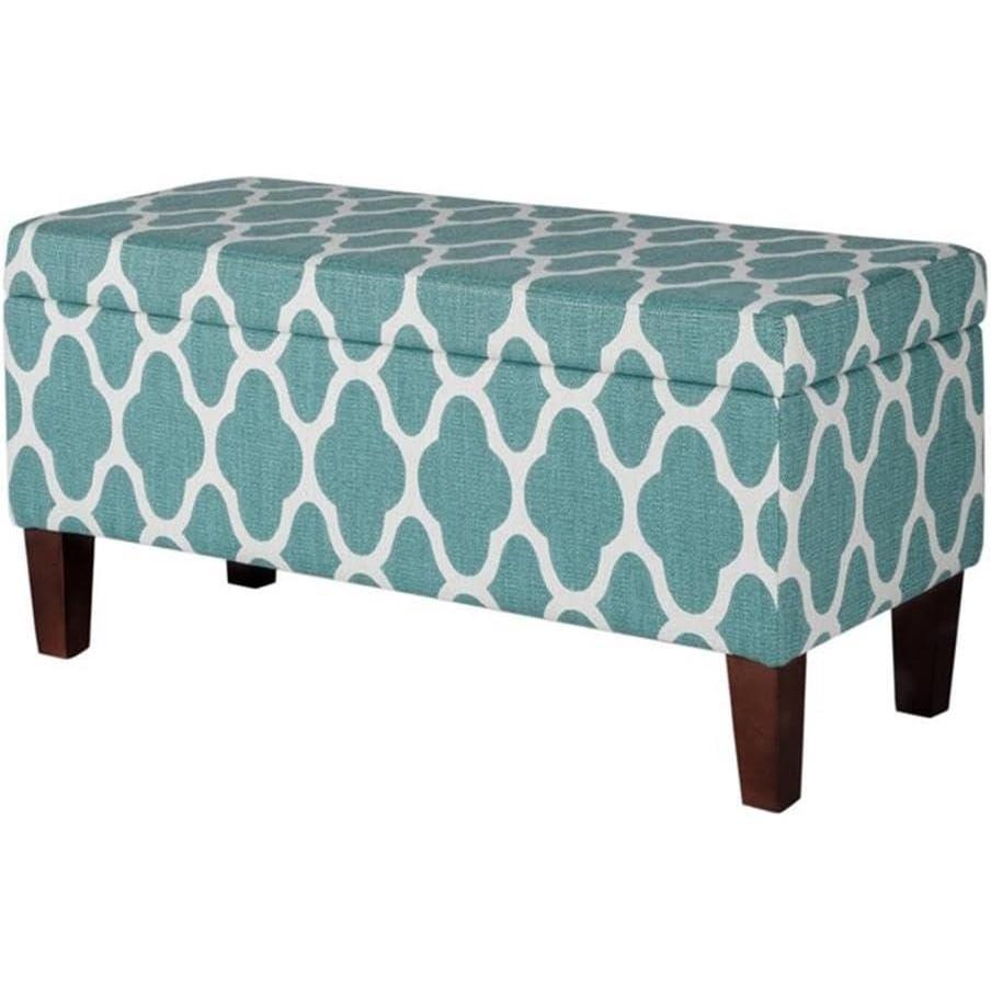 imageHomePop Ottomon Upholstered Rectangular Storage Ottoman Bench with Hinged Lid Brown and Cream LargeTeal Blue Geometric