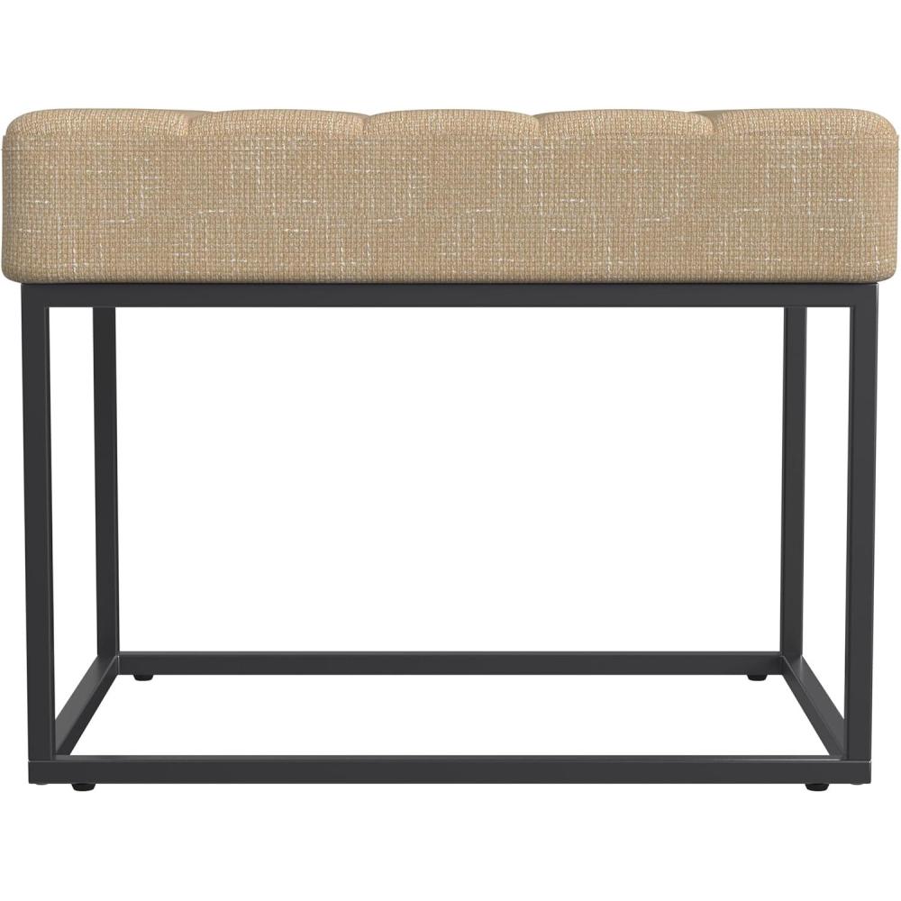 imageHomePop Theodore Decorative Bench with Metal Base Brown PU LeatherLight Tan Textured Solid
