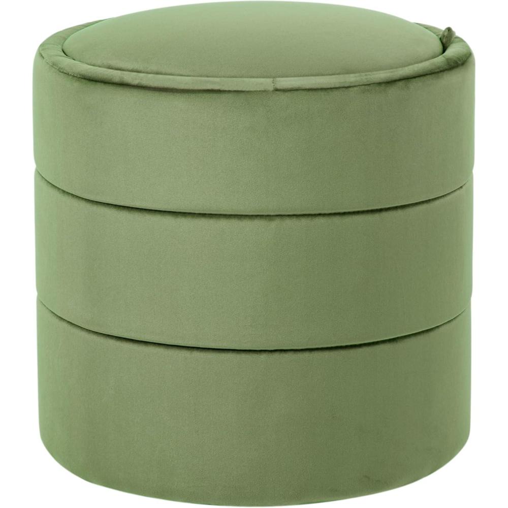 imageHomePop Upholstered Faux Leather Round Ottoman No Lid Seat Only HomePop Home Dcor Round Pouf Foot Rest Sand Faux LeatherGreen