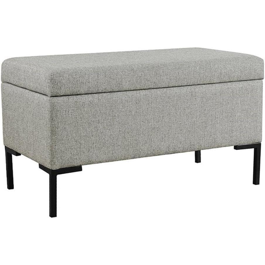 imageHomePop Upholstered Storage Bench with Metal Leg 42 W Carmel Faux LeatherGray Woven
