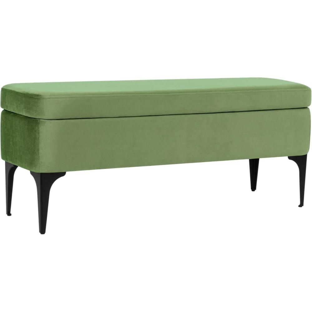 imageHomePop Upholstered Storage Bench with Metal LegHomepop Home DcorBench with Storage for Living Room amp Entryway Faux Leather BrownGreen Velvet