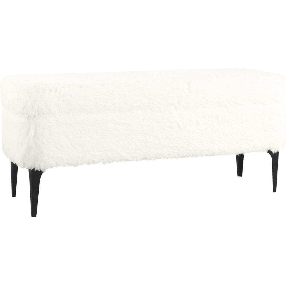 imageHomePop Upholstered Storage Bench with Metal LegHomepop Home DcorBench with Storage for Living Room amp Entryway Faux Leather BrownWhite Faux Fur