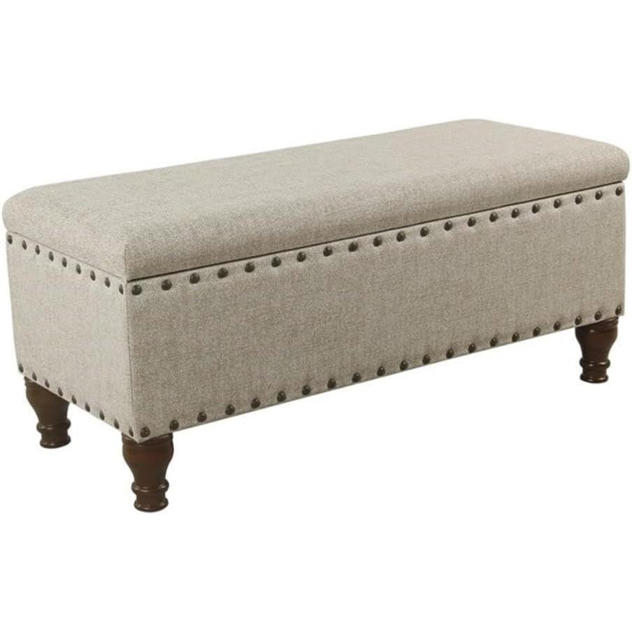 imageHomePop Upholstered Storage Bench with Nailhead Trim TaupeCreamTaupe Cream