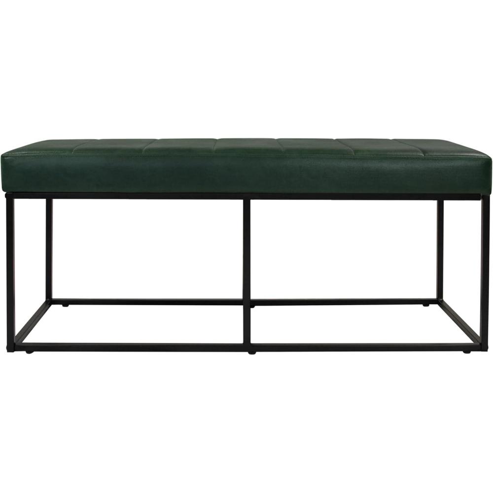 imageHomepop Decorative Small Square Black Metal Ottoman Ottoman Stool for Living Room amp Bedroom Decorative Home Furniture Pewter Gray Faux LeatherDeep Forest Green Faux Suede