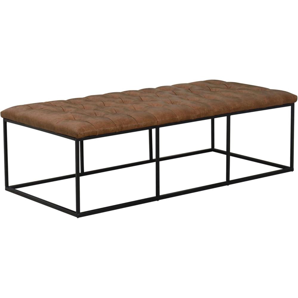 imageHomepop Home Decor Large Upholstered Bench Bench Ottoman with Storage for Living Room amp Bedroom Decorative Home Furniture Light Brown Faux Leather
