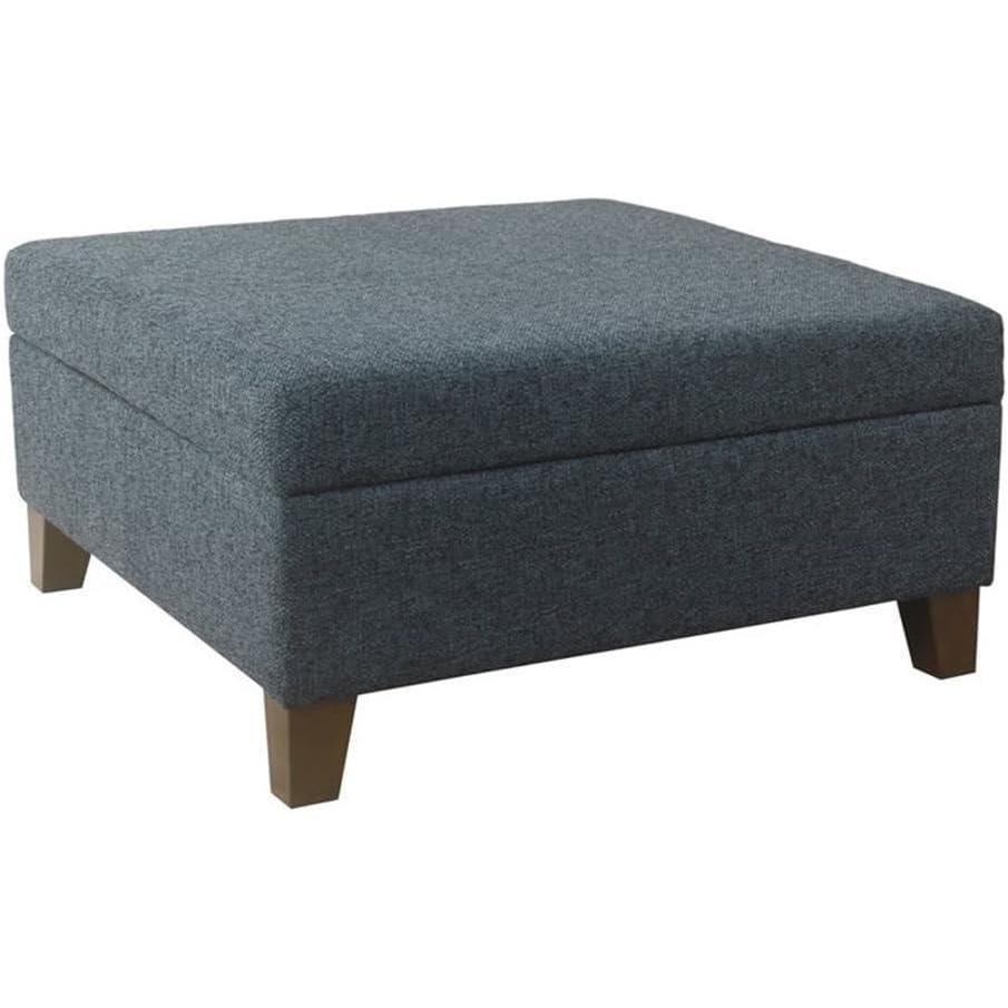 imageHomepop Home Decor Luxury Square 32 Storage Ottoman with Lift Off Lid Ottoman with Storage for Living Room amp Bedroom Navy