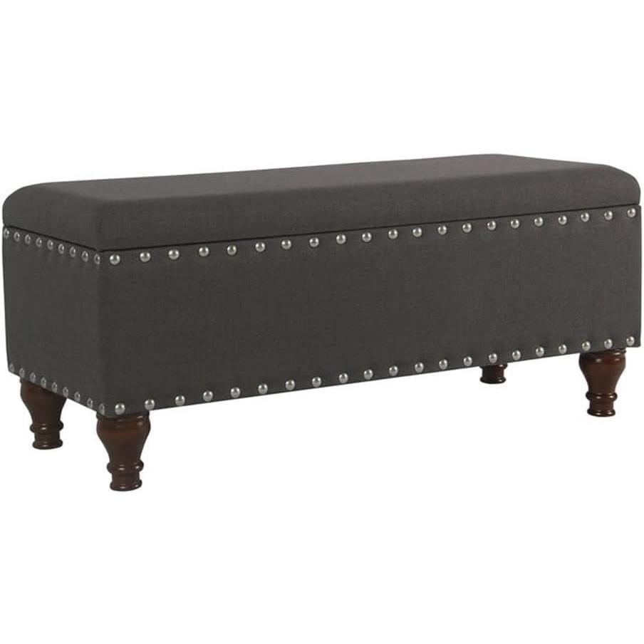 imageHomepop Home Decor Upholstered Bench with Nailhead Trim Large Ottoman with Storage for Living Room amp Bedroom Decorative Home Furniture Charcoal