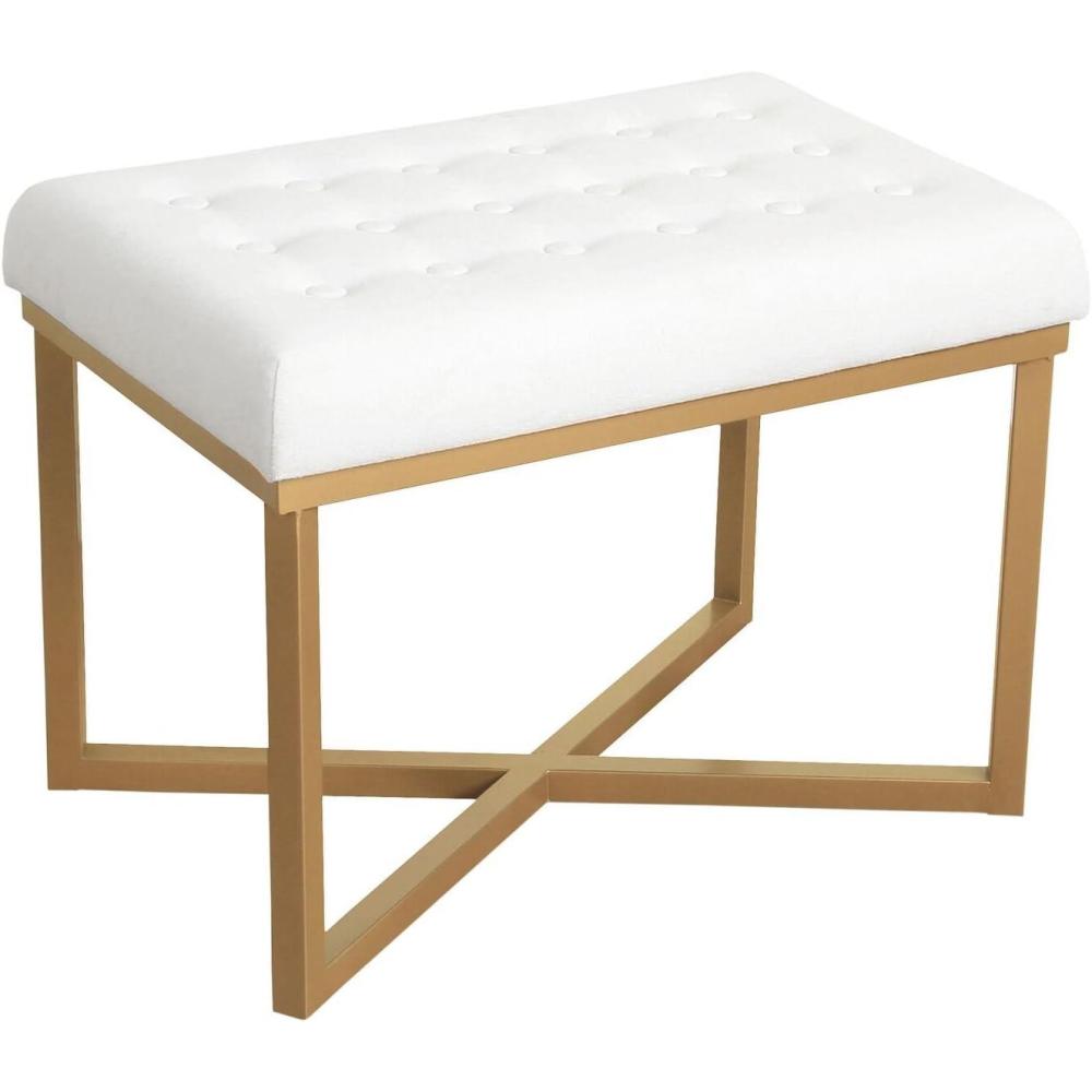 imageHomepop Home Decor Upholstered Tufted Velvet Ottoman Bench Ottoman Bench for Living Room amp Bedroom White 24 inches wide x 16 inches deep