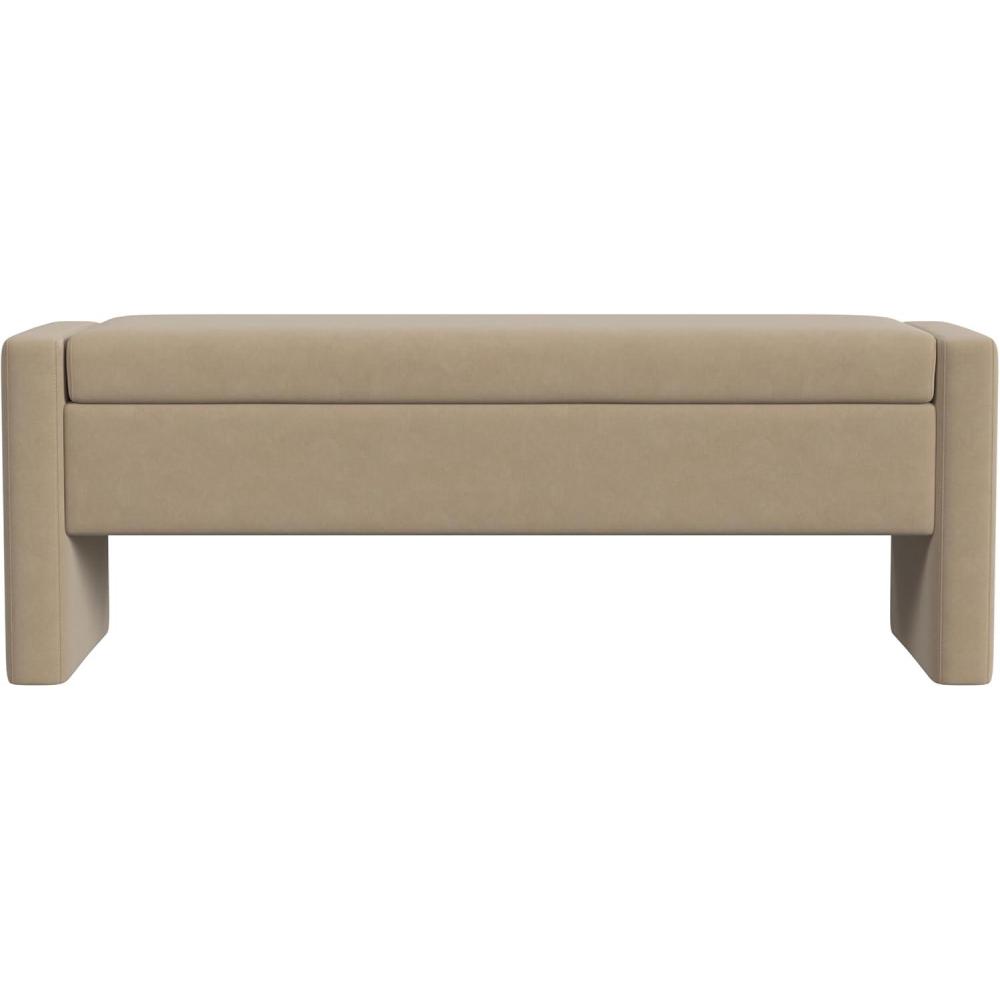 imageSpatial Order Copenhagen Modern Storage Bench Spatial Order Home DcorBench with Storage for Living Room amp Bedroom Fawn VelvetFawn Velvet