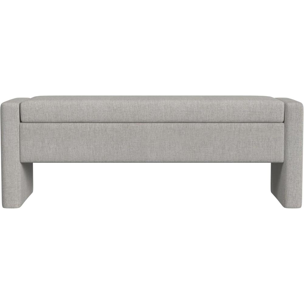 imageSpatial Order Copenhagen Modern Storage Bench Spatial Order Home DcorBench with Storage for Living Room amp Bedroom Fawn VelvetLight Gray Woven