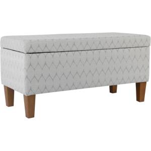 HomePop Large Upholstered Rectangular Storage Ottoman Bench with Hinged Lid, Black Buffalo Plaid(Gray and Brown)