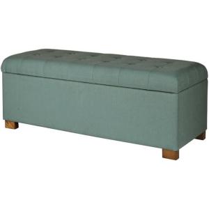 HomePop Large Upholstered Rectangular Storage Ottoman Bench with Hinged Lid, Black Buffalo Plaid(Teal)