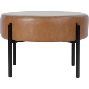 HomePop Luna Modern Round Ottoman|Homepop Home Décor|Ottoman for Living Room & Bedroom – Pink Boucle(Brown)