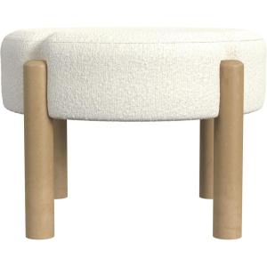 HomePop Luna Modern Round Ottoman|Homepop Home Décor|Ottoman for Living Room & Bedroom – Pink Boucle(Cream Boucle)