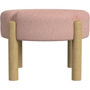 HomePop Luna Modern Round Ottoman|Homepop Home Décor|Ottoman for Living Room & Bedroom – Pink Boucle(Pink)