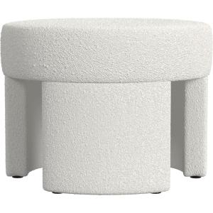 HomePop Luna Modern Round Ottoman|Homepop Home Décor|Ottoman for Living Room & Bedroom – Pink Boucle(White Cream Boucle)