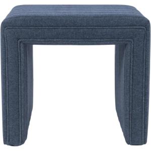 HomePop Modern Channel Tufted Velvet Ottoman|Homepop Home Décor|Ottoman for Living Room & Bedroom – Green(Blue Woven)