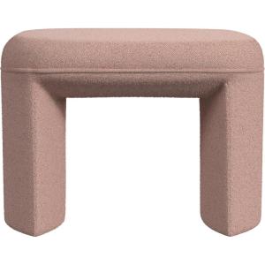 HomePop Modern Channel Tufted Velvet Ottoman|Homepop Home Décor|Ottoman for Living Room & Bedroom – Green(Boucle Pink)