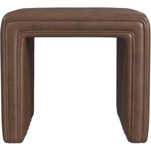 HomePop Modern Channel Tufted Velvet Ottoman|Homepop Home Décor|Ottoman for Living Room & Bedroom – Green(Brown Faux Leather)