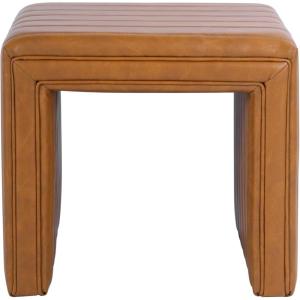 HomePop Modern Channel Tufted Velvet Ottoman|Homepop Home Décor|Ottoman for Living Room & Bedroom – Green(Carmel Brown)