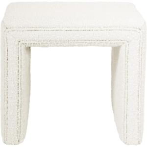 HomePop Modern Channel Tufted Velvet Ottoman|Homepop Home Décor|Ottoman for Living Room & Bedroom – Green(Cream Boucle)
