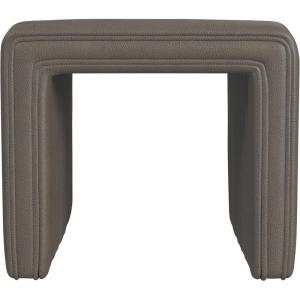 HomePop Modern Channel Tufted Velvet Ottoman|Homepop Home Décor|Ottoman for Living Room & Bedroom – Green(Ewter Gray Faux Leather)