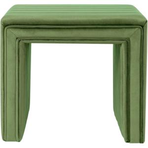 HomePop Modern Channel Tufted Velvet Ottoman|Homepop Home Décor|Ottoman for Living Room & Bedroom – Green(Green)