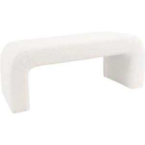 HomePop Modern Channel Tufted Velvet Ottoman|Homepop Home Décor|Ottoman for Living Room & Bedroom – Green(White Cream Boucle)