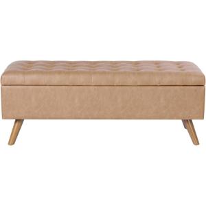 HomePop Modern Storage Bench, Blue Large(Sand Faux Leather)