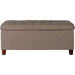 HomePop Ottomon Upholstered Rectangular Storage Ottoman Bench with Hinged Lid, Brown and Cream Large(Brown)