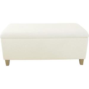 HomePop Ottomon Upholstered Rectangular Storage Ottoman Bench with Hinged Lid, Brown and Cream Large(Cream Sherpa)