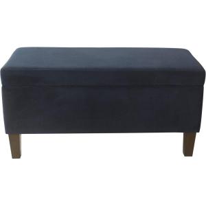 HomePop Ottomon Upholstered Rectangular Storage Ottoman Bench with Hinged Lid, Brown and Cream Large(Navy)