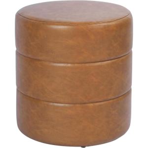 HomePop Upholstered Clover Shaped Ottoman (No Lid, Seat Only) | HomePop Home Décor | Foot Rest Pouf – Rust Orange Chenille(Carmel Brown)