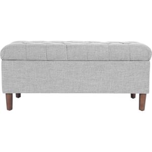 Homepop Home Decor | Tufted Ainsley Button Storage Ottoman Bench with Hinged Lid | Ottoman Bench with Storage for Living Room & Bedroom,Gray Woven(Gray Woven)