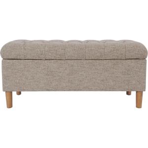 Homepop Home Decor | Tufted Ainsley Button Storage Ottoman Bench with Hinged Lid | Ottoman Bench with Storage for Living Room & Bedroom,Gray Woven(Midtone Gray)